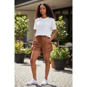 ZEYNEP ARCAY Leather Jogger Shorts NWT Size 10